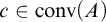 c element of backslash operatorname c o n v left parenthesis upper A right parenthesis