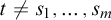 t not equals s 1 comma midline horizontal ellipsis comma s Subscript m Baseline