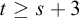 t greater than or equals s plus 3