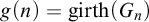 g left parenthesis n right parenthesis equals backslash operatorname g i r t h left parenthesis upper G Subscript n Baseline right parenthesis