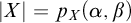 StartAbsoluteValue upper X EndAbsoluteValue equals p Subscript upper X Baseline left parenthesis alpha comma beta right parenthesis