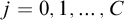 j equals 0 comma 1 comma midline horizontal ellipsis comma upper C