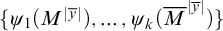 StartSet psi 1 left parenthesis upper M Superscript StartAbsoluteValue y overbar EndAbsoluteValue Baseline right parenthesis comma midline horizontal ellipsis comma psi Subscript k Baseline left parenthesis ModifyingAbove caret With bar upper M StartAbsoluteValue y overbar EndAbsoluteValue right parenthesis EndSet