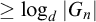 greater than or equals log Subscript d Baseline StartAbsoluteValue upper G Subscript n Baseline EndAbsoluteValue