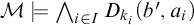script upper M models backslash leftwedge Underscript i element of upper I Endscripts upper D Subscript k Sub Subscript i Baseline left parenthesis b prime comma a Subscript i Baseline right parenthesis