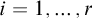 i equals 1 comma midline horizontal ellipsis comma r