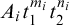 upper A Subscript i Baseline t 1 Superscript m Super Subscript i Baseline t 2 Superscript n Super Subscript i