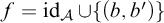f equals backslash operatorname i d Subscript script upper A Baseline union left brace left parenthesis b comma b prime right parenthesis right brace