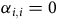 alpha Subscript i comma i Baseline equals 0