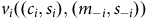 v Subscript i Baseline left parenthesis left parenthesis c Subscript i Baseline comma s Subscript i Baseline right parenthesis comma left parenthesis m Subscript negative i Baseline comma s Subscript negative i Baseline right parenthesis right parenthesis