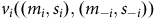 v Subscript i Baseline left parenthesis left parenthesis m Subscript i Baseline comma s Subscript i Baseline right parenthesis comma left parenthesis m Subscript negative i Baseline comma s Subscript negative i Baseline right parenthesis right parenthesis