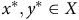 x Superscript asterisk Baseline comma y Superscript asterisk Baseline element of upper X