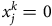 x Subscript j Superscript k Baseline equals 0