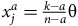 x Subscript j Superscript a Baseline equals StartFraction k minus a Over n minus a EndFraction theta