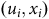 left parenthesis u Subscript i Baseline comma x Subscript i Baseline right parenthesis