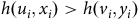 h left parenthesis u Subscript i Baseline comma x Subscript i Baseline right parenthesis greater than h left parenthesis v Subscript i Baseline comma y Subscript i Baseline right parenthesis