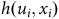 h left parenthesis u Subscript i Baseline comma x Subscript i Baseline right parenthesis