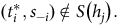 left parenthesis t Subscript i Superscript asterisk Baseline comma s Subscript negative i Baseline right parenthesis not an element of upper S left parenthesis h Subscript j Baseline right parenthesis period