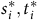 s Subscript i Superscript asterisk Baseline comma t Subscript i Superscript asterisk