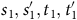s 1 comma s prime 1 comma t 1 comma t prime 1