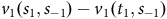 v 1 left parenthesis s 1 comma s Subscript negative 1 Baseline right parenthesis minus v 1 left parenthesis t 1 comma s Subscript negative 1 Baseline right parenthesis
