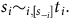 s Subscript i Baseline tilde Subscript i comma left bracket s Sub Subscript negative i Subscript right bracket Baseline t Subscript i Baseline period