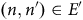 left parenthesis n comma n Superscript prime Baseline right parenthesis element of upper E prime