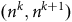 left parenthesis n Superscript k Baseline comma n Superscript k plus 1 Baseline right parenthesis