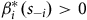 beta Subscript i Superscript asterisk Baseline left parenthesis s Subscript negative i Baseline right parenthesis greater than 0