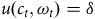 u left parenthesis c Subscript t Baseline comma omega Subscript t Baseline right parenthesis equals delta