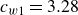 c Subscript w Baseline 1 Baseline equals 3.28