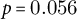 p equals 0.056