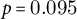 p equals 0.095