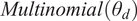 upper M u l t i n o m i a l left parenthesis theta Subscript d Baseline right parenthesis