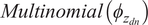 upper M u l t i n o m i a l left parenthesis phi Subscript z Sub Subscript d n Subscript Baseline right parenthesis