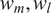 w Subscript m Baseline comma w Subscript l Baseline