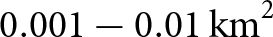 0.001 minus 0.01 km 2