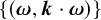 left brace left parenthesis bold italic omega comma bold italic k dot bold italic omega right parenthesis right brace