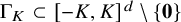 normal upper Gamma Subscript upper K Baseline subset of left bracket negative upper K comma upper K right bracket Superscript d Baseline minus StartSet bold 0 EndSet