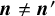 bold italic n not equals bold italic n prime