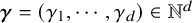 bold italic gamma equals left parenthesis gamma 1 comma midline horizontal ellipsis comma gamma Subscript d Baseline right parenthesis element of double struck upper N Superscript d