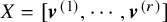 upper X equals left bracket bold italic v Superscript left parenthesis 1 right parenthesis Baseline comma midline horizontal ellipsis comma bold italic v Superscript left parenthesis r right parenthesis Baseline right bracket