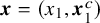 bold italic x equals left parenthesis x 1 comma bold italic x 1 Superscript c Baseline right parenthesis