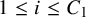 1 less than or equals i less than or equals upper C 1