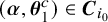 left parenthesis bold italic alpha comma bold italic theta 1 Superscript c Baseline right parenthesis element of bold italic upper C Subscript i 0