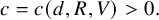 c equals c left parenthesis d comma upper R comma upper V right parenthesis greater than 0 period