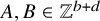upper A comma upper B element of double struck upper Z Superscript b plus d