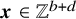 bold italic x element of double struck upper Z Superscript b plus d