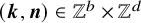 left parenthesis bold italic k comma bold italic n right parenthesis element of double struck upper Z Superscript b Baseline times double struck upper Z Superscript d