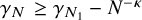 gamma Subscript upper N Baseline greater than or equals gamma Subscript upper N 1 Baseline minus upper N Superscript negative kappa